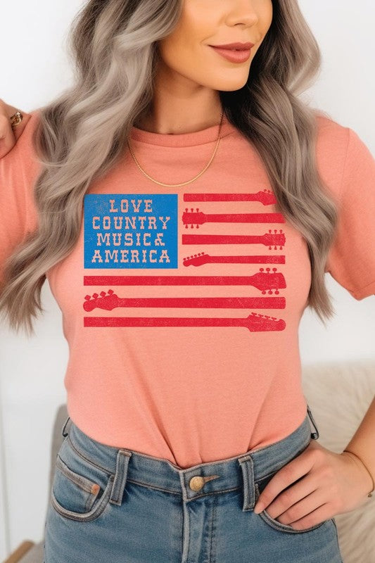 Love Country Music & America Graphic T Shirts