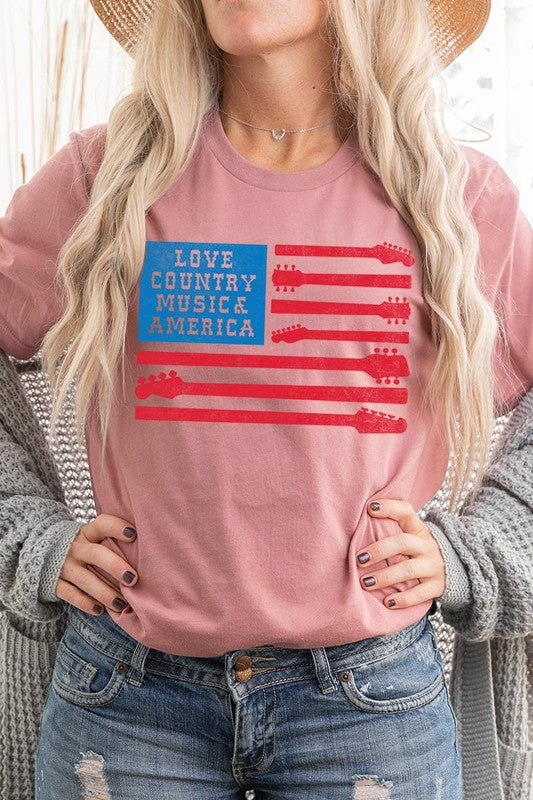 Love Country Music & America Graphic T Shirts