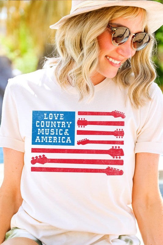 Love Country Music & America Graphic T Shirts