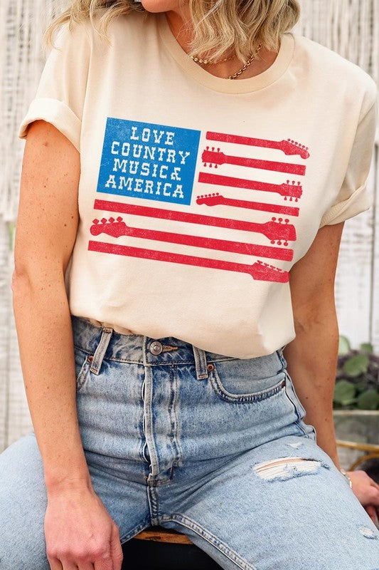 Love Country Music & America Graphic T Shirts