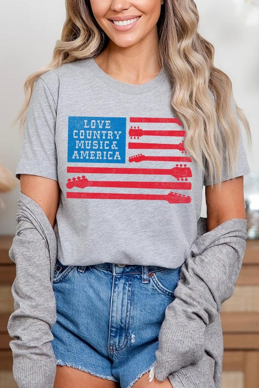 Love Country Music & America Graphic T Shirts