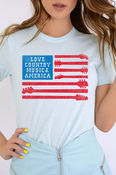 Love Country Music & America Graphic T Shirts