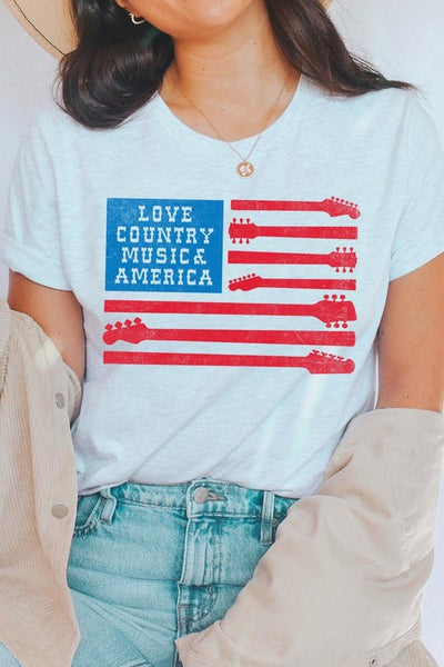 Love Country Music & America Graphic T Shirts