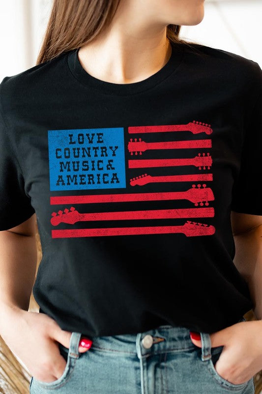 Love Country Music & America Graphic T Shirts