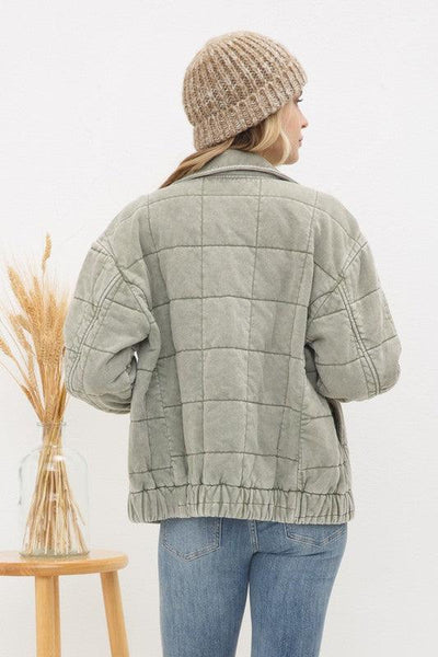 Garment Stone Washed Quilted Jacket - KASH'S BOUTIQUE