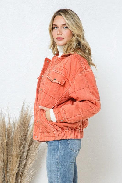 Garment Stone Washed Quilted Jacket - KASH'S BOUTIQUE