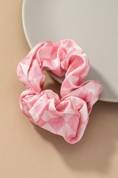 Check Pattern Soft Satin Hair Scrunchies