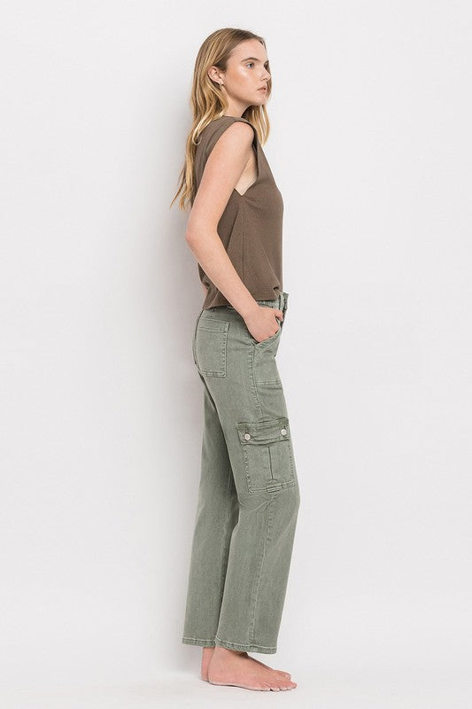 High Rise Cargo Straight Jeans