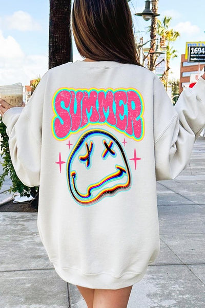 Summer Face Back Graphic Fleece Sweatshirts