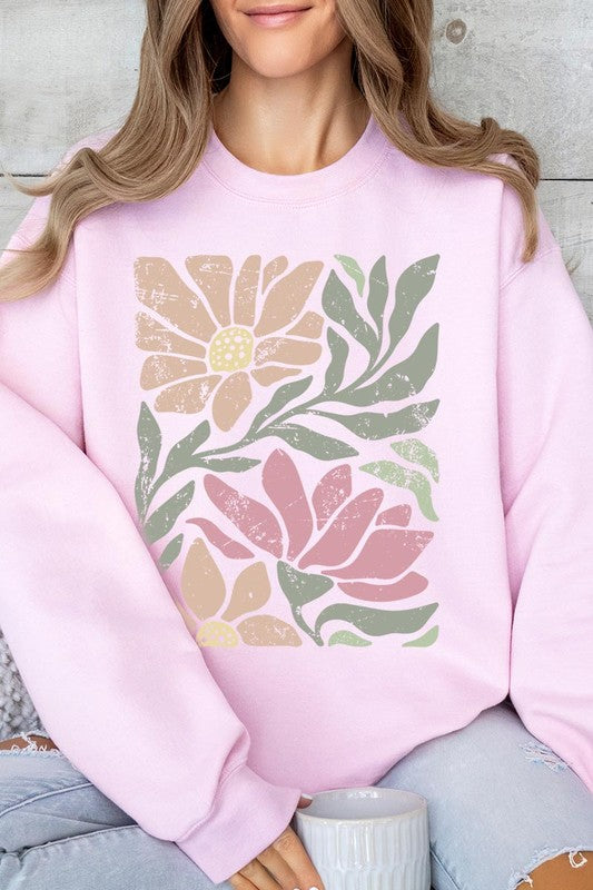 Pink Daisy Floral Graphic Fleece Sweatshirts