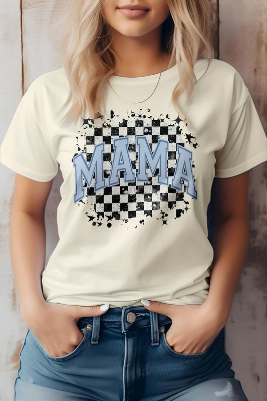 Mama Retro Checkered Rocker Mom Graphic Tee