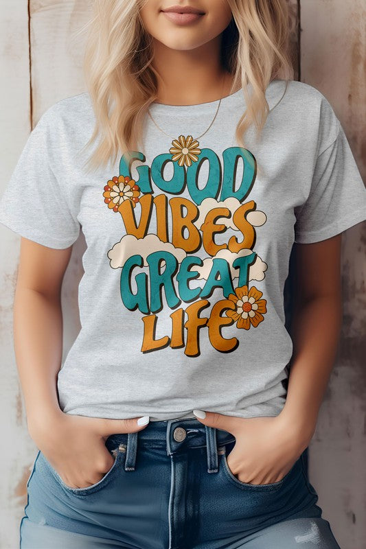 Good Vibes Great Life, Retro Vintage Graphic Tee