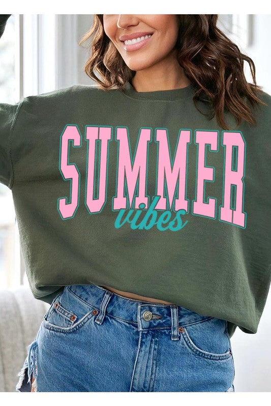 Summer Vibes Oversized Graphic Fleece Sweatshirts