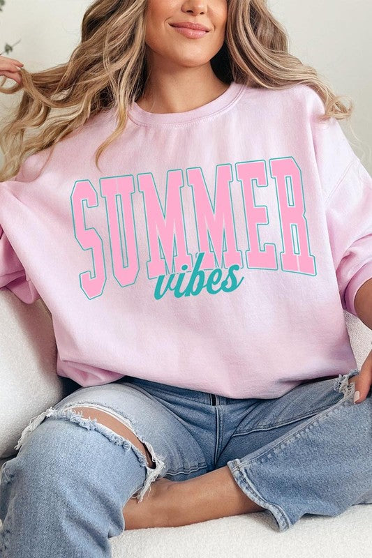 Summer Vibes Oversized Graphic Fleece Sweatshirts