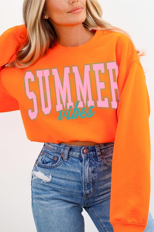 Summer Vibes Oversized Graphic Fleece Sweatshirts