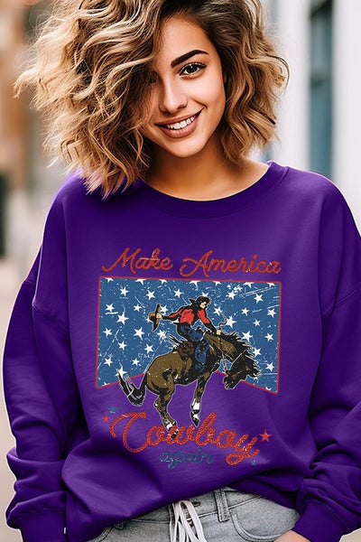 Make America Cowboy Graphic Fleece Sweatshirts