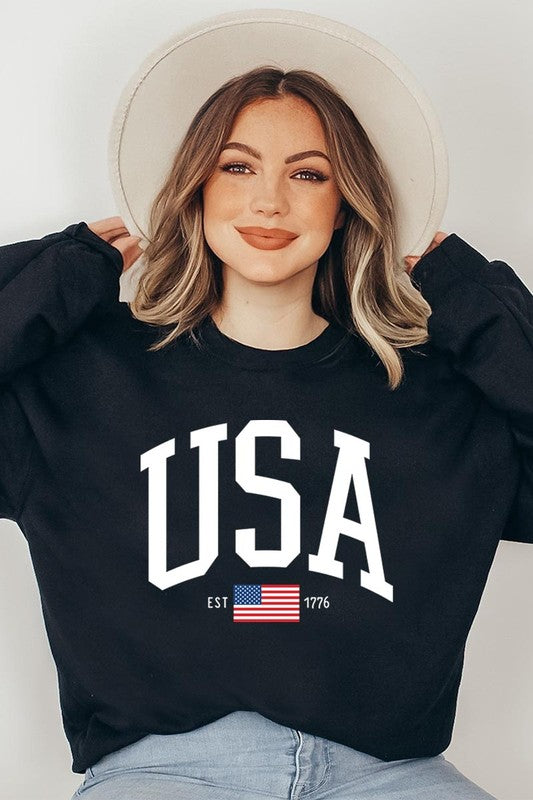 USA Est 1776 Graphic Fleece Sweatshirts