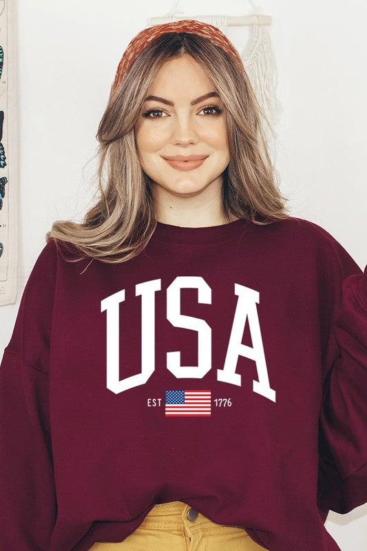 USA Est 1776 Graphic Fleece Sweatshirts