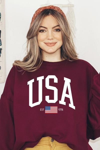 USA Est 1776 Graphic Fleece Sweatshirts