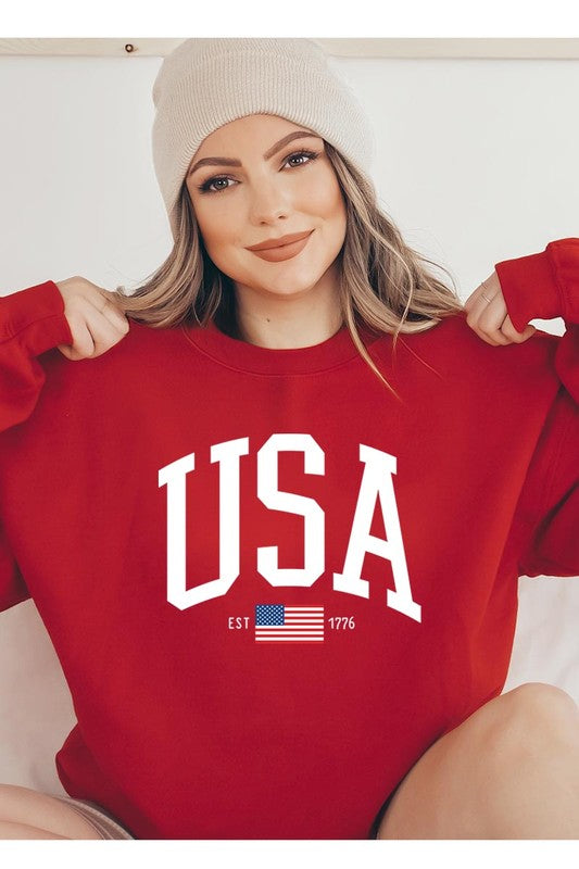 USA Est 1776 Graphic Fleece Sweatshirts