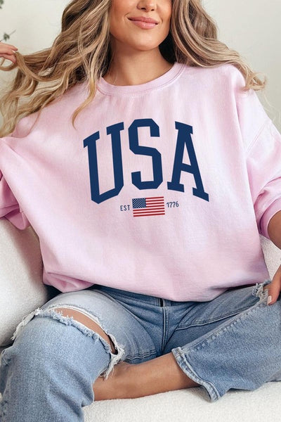 USA Est 1776 Graphic Fleece Sweatshirts