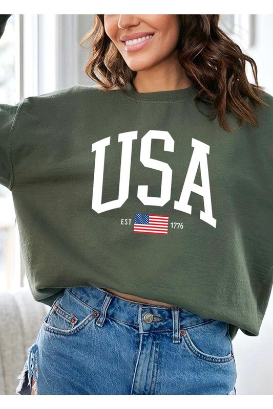 USA Est 1776 Graphic Fleece Sweatshirts