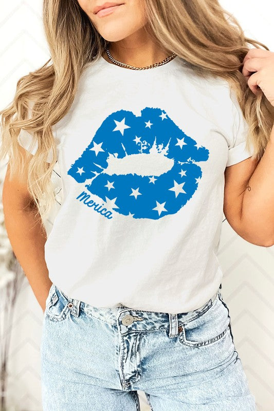 Merica Lips Graphic T Shirts