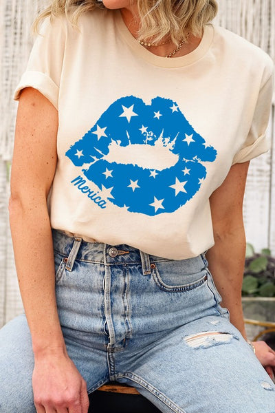 Merica Lips Graphic T Shirts