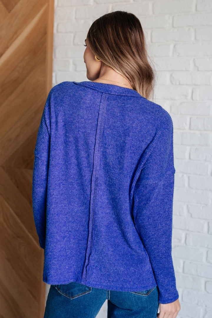 Casual Tuesday Ribbed Knit Sweater in Bright Blue