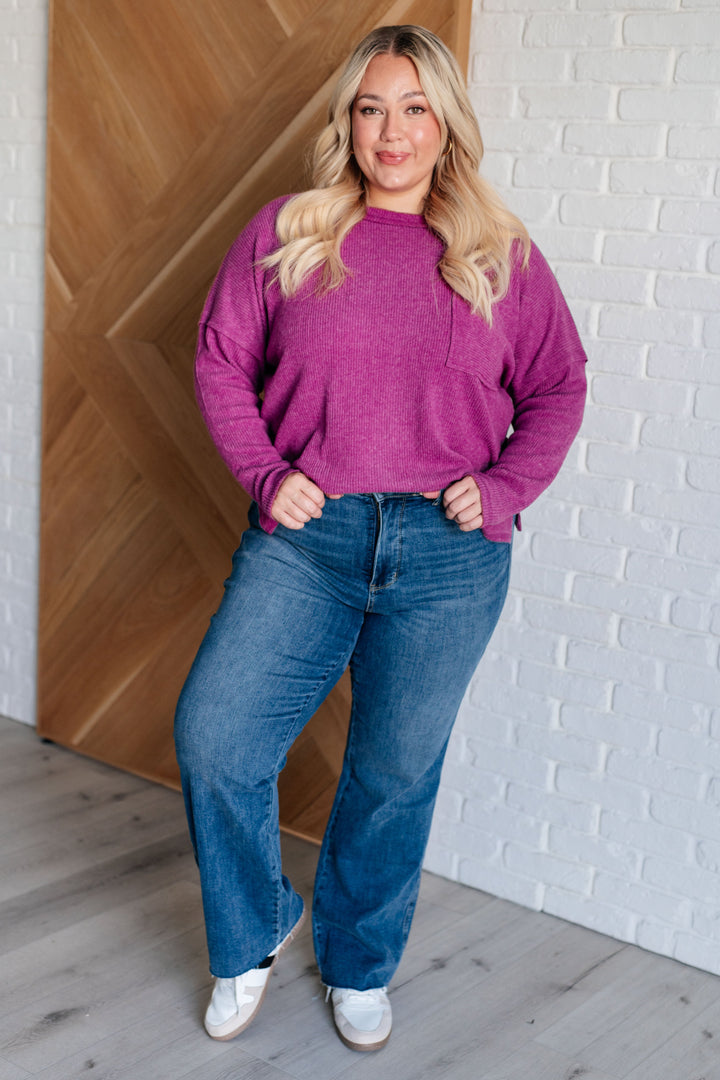 Casual Tuesday Ribbed Knit Sweater in Light Plum