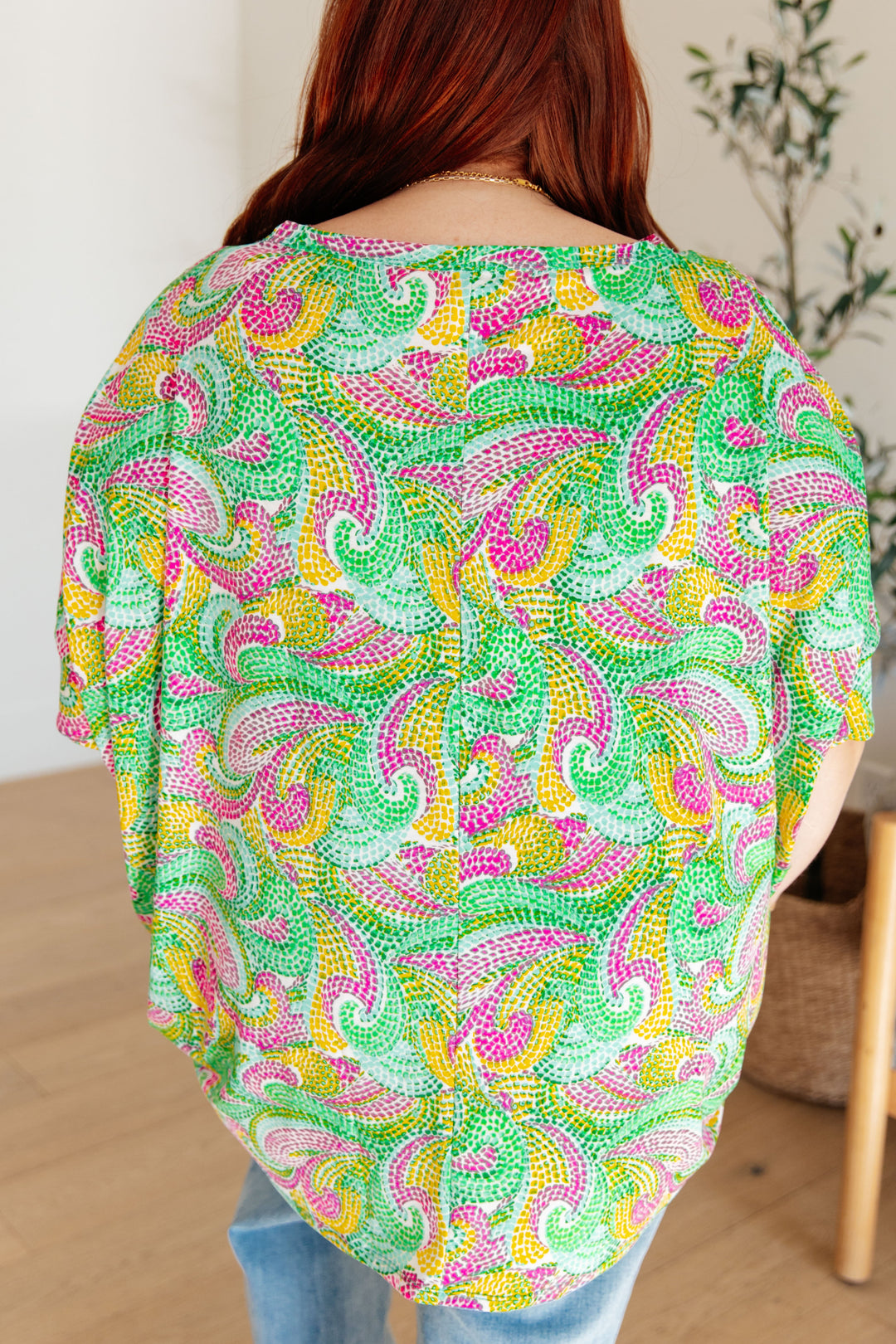 Essential Blouse in Painted Green and Pink