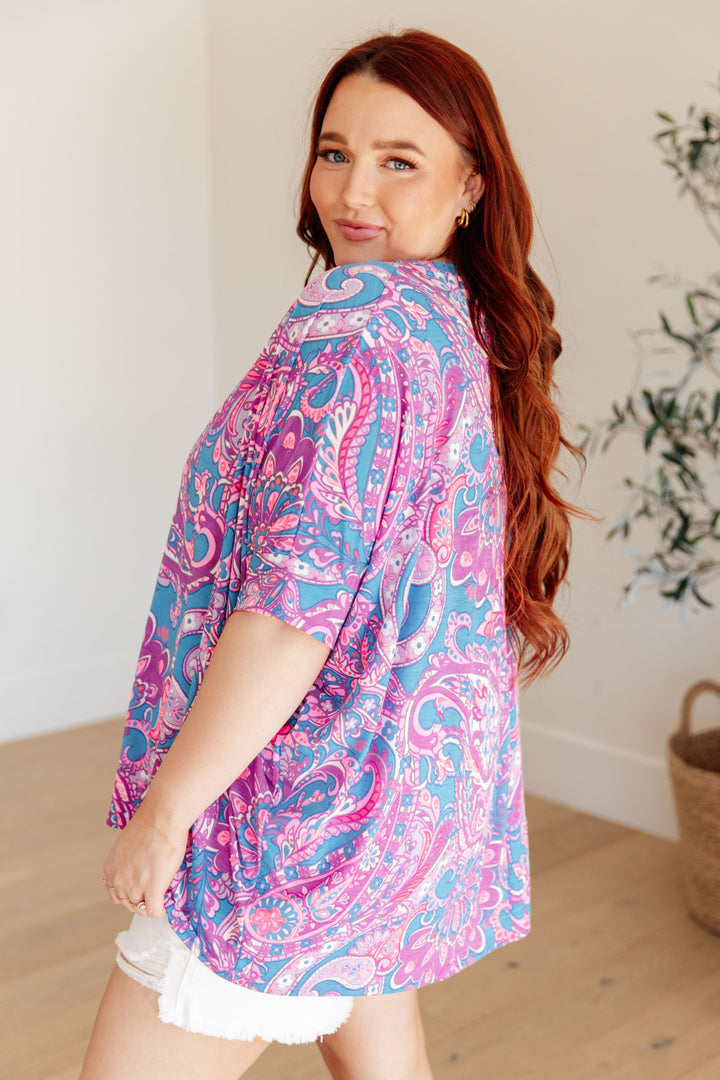 Essential Blouse in Purple Paisley