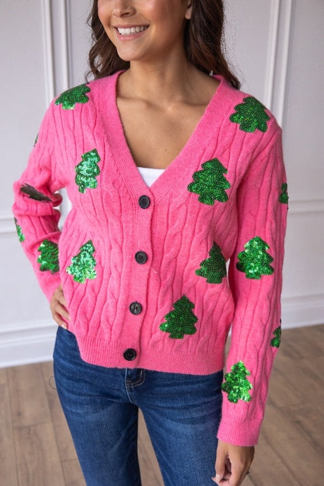 Sequin Trees Cardigan