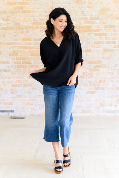 Up For Anything V-Neck Blouse in Black