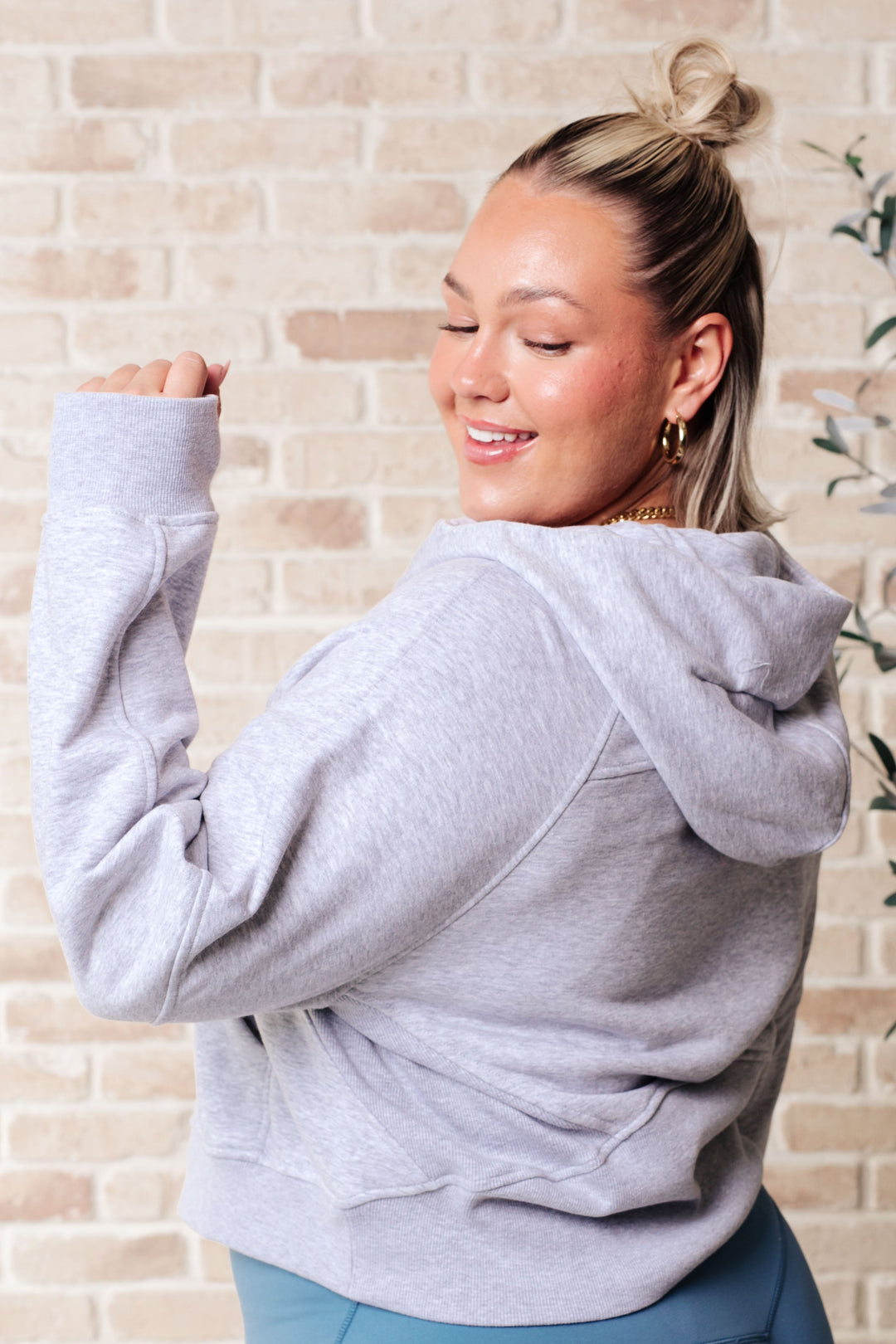 Working Up A Sweat Hooded Pullover in Grey