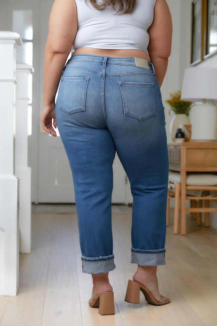 Belinda High Rise Distressed Straight Jeans - KASH'S BOUTIQUE