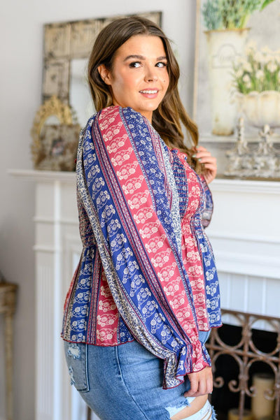 Afternoon Tea Smocked Long Sleeve Blouse - KASH'S BOUTIQUE