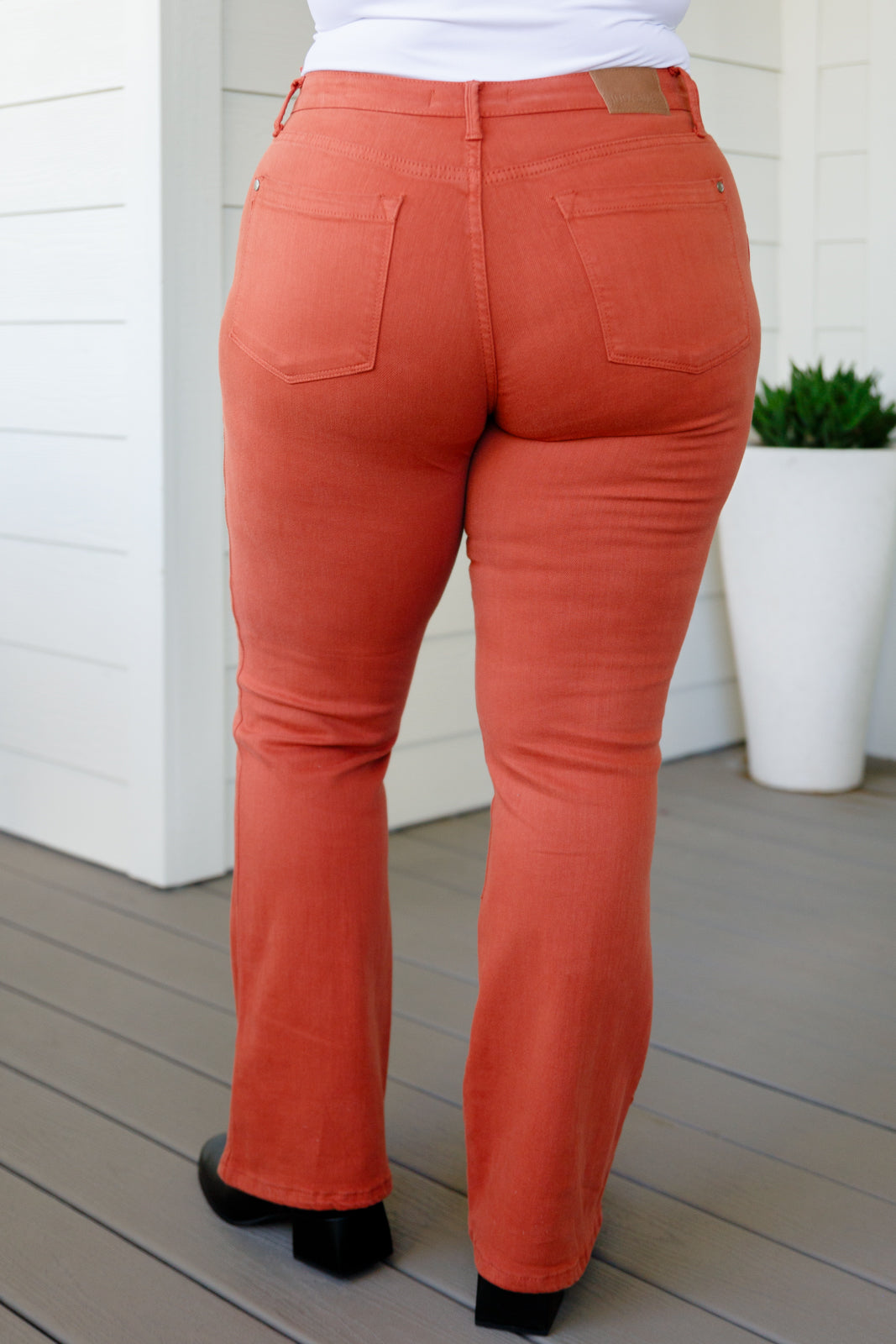 Autumn Mid Rise Slim Jeans in Terracotta