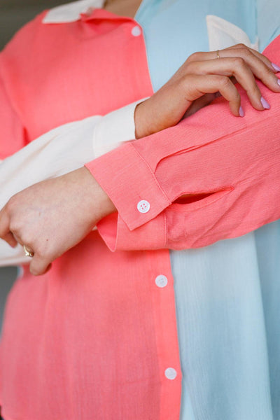 Capture The Day Two Toned Button Up - KASH'S BOUTIQUE