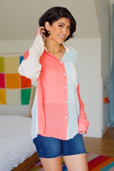 Capture The Day Two Toned Button Up - KASH'S BOUTIQUE