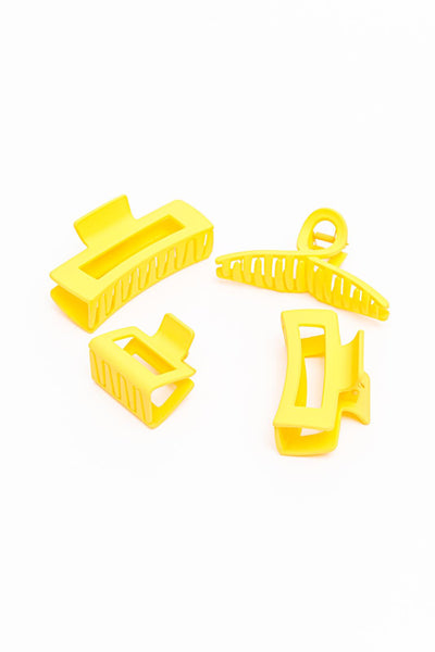 Claw Clip Set of 4 in Lemon - Kash's Boutique