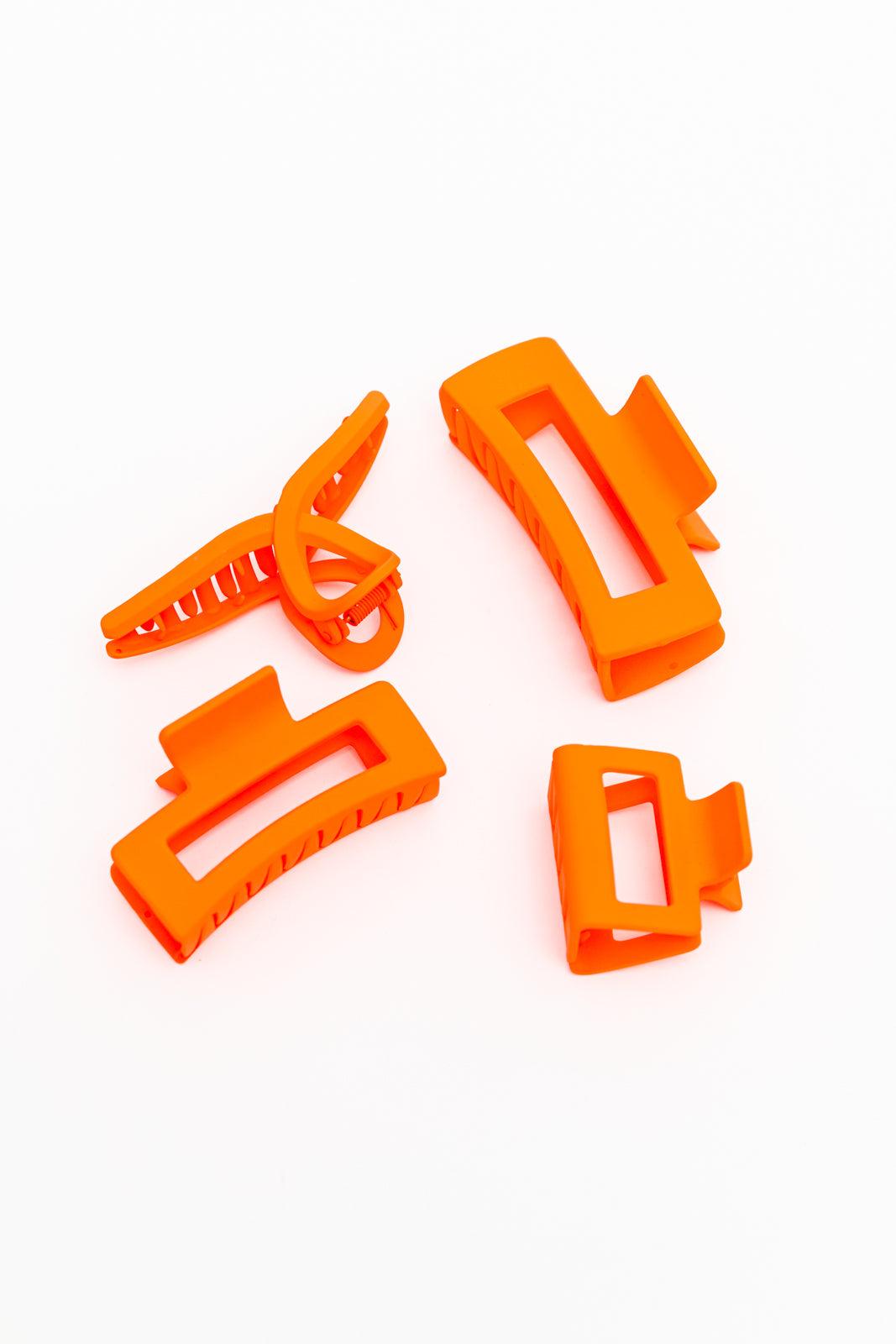 Claw Clip Set of 4 in Orange - Kash's Boutique