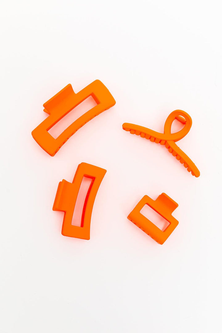 Claw Clip Set of 4 in Orange - Kash's Boutique