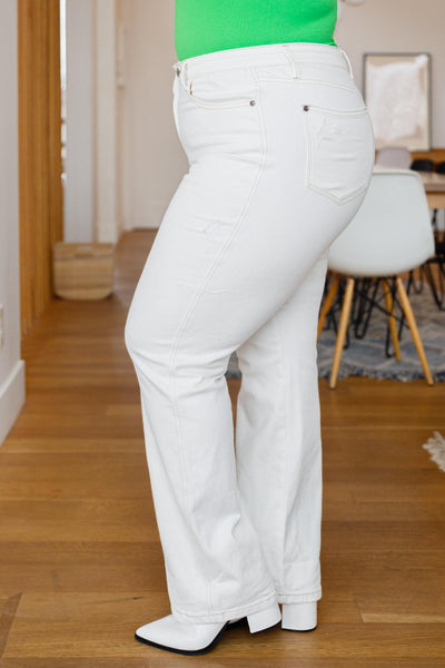 Diana Straight Leg Jeans In White - KASH'S BOUTIQUE