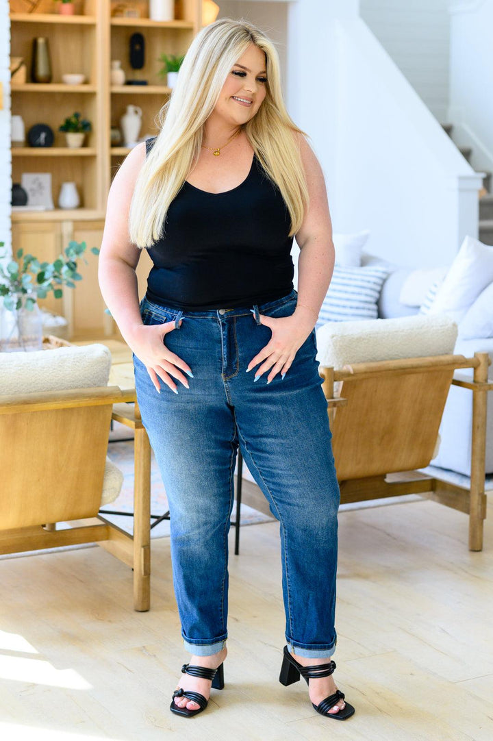 Downtown High Rise Boyfriend Jeans - KASH'S BOUTIQUE