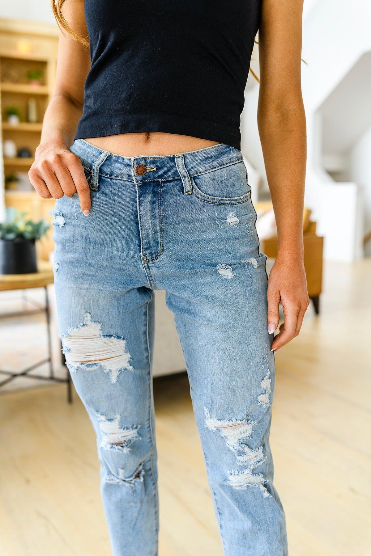 Florence High Waist Destroyed Boyfriend Jeans - KASH'S BOUTIQUE