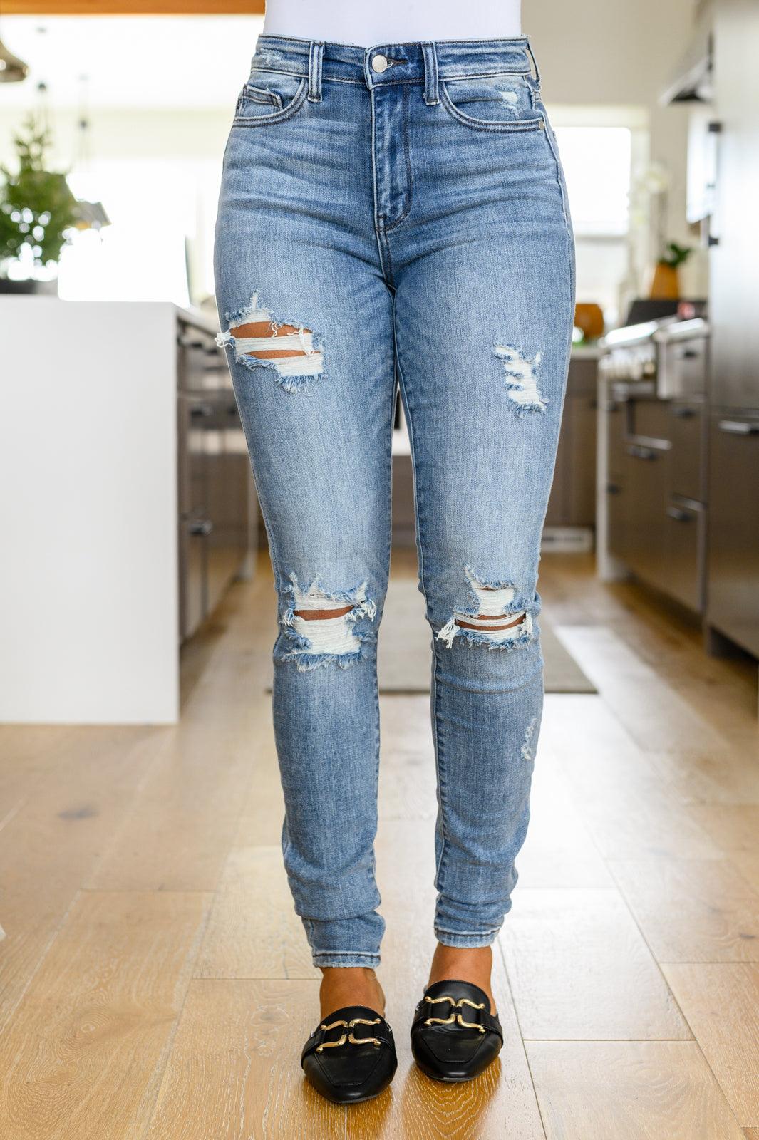 Juno Tall Skinny Destroyed Jeans - KASH'S BOUTIQUE