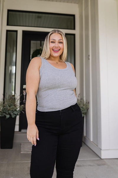 Just One More Ribbed Tank in Heather Grey - Kash's Boutique