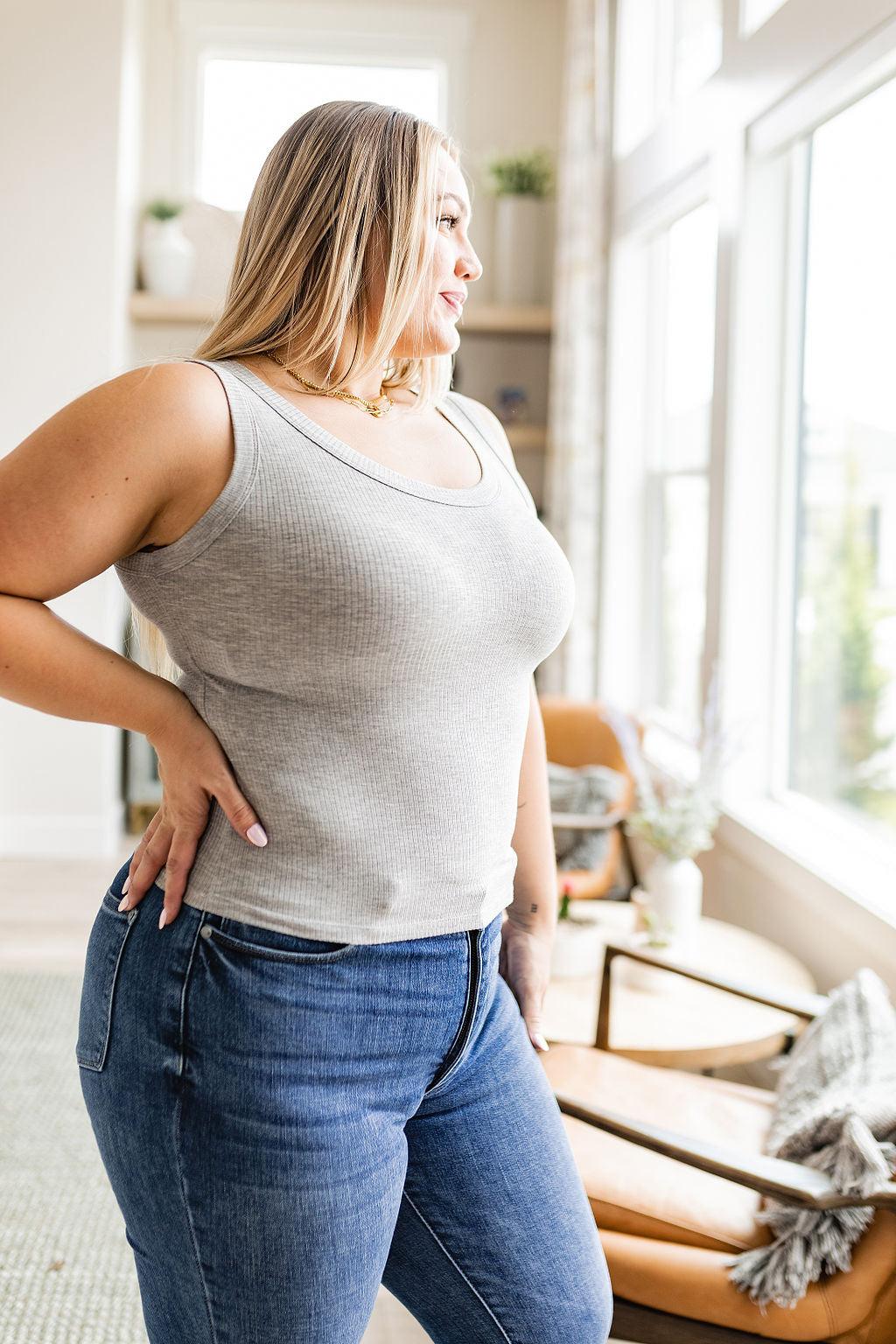 Just One More Ribbed Tank in Heather Grey - Kash's Boutique