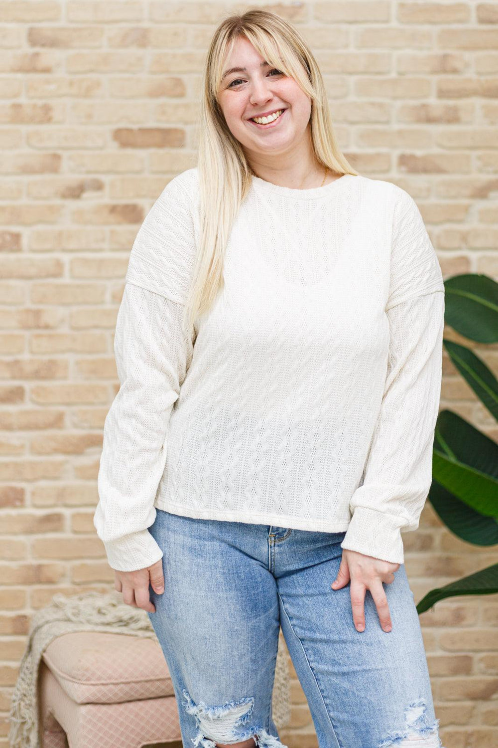 Keep Me Here Knit Sweater in Cream - KASH'S BOUTIQUE